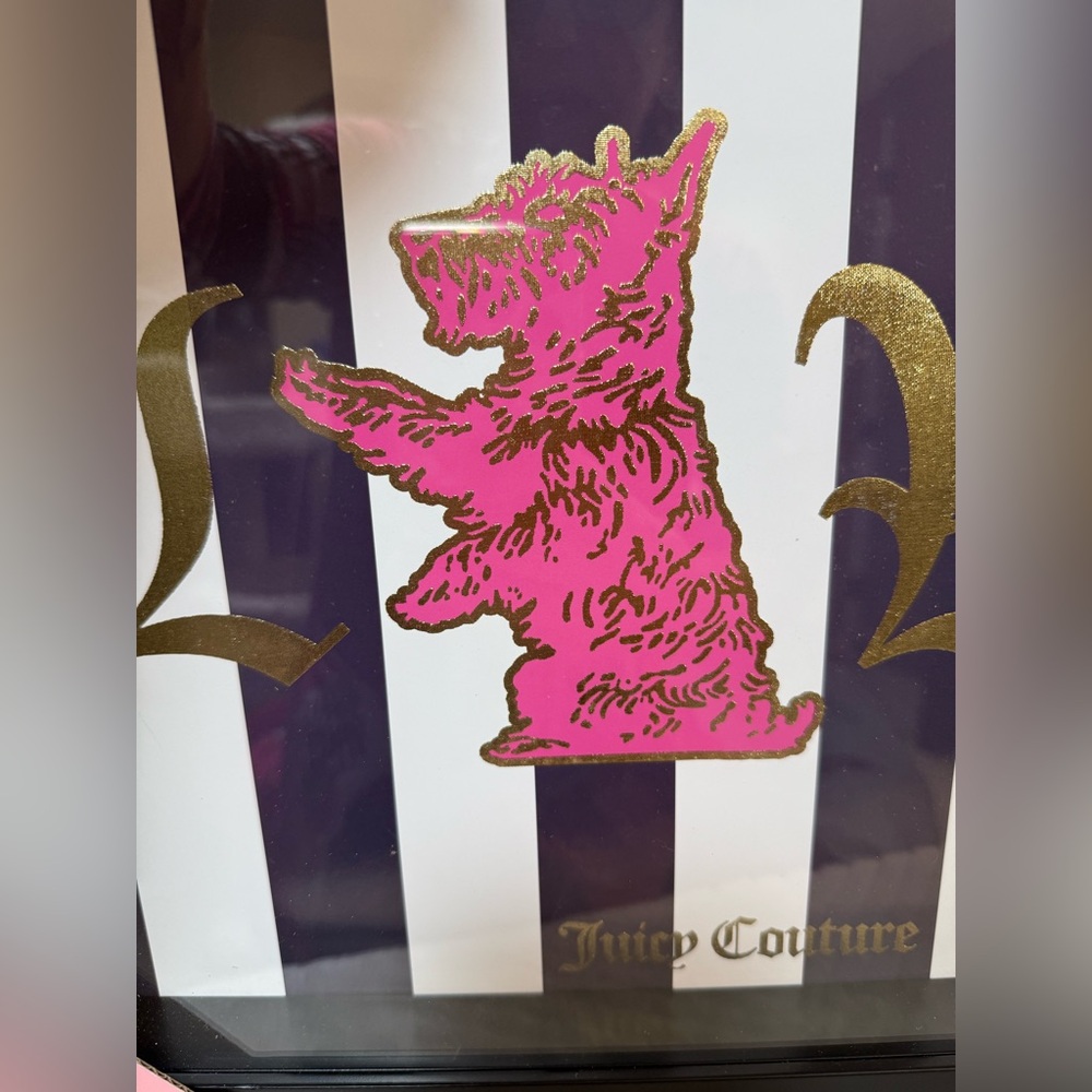 Juicy Couture NWT Juicy Pink Scottie Dog Black White Striped Framed Print - Picture 4 of 9